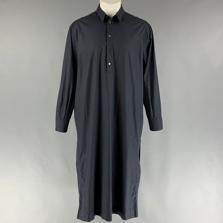 DOLCE & GABBANA Size S Navy Cotton Long Sleeve Caftan-Shirt