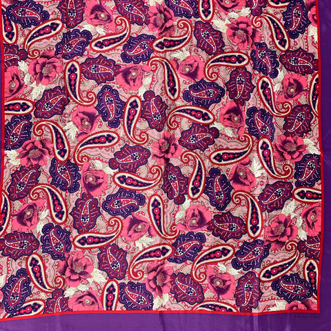 CHRISTIAN DIOR Echarpes Foulard en soie fleuri violet et fuchsia
