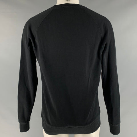 MAISON KITSUNE Size M Black White Graphic Cotton Crew-Neck Sweatshirt