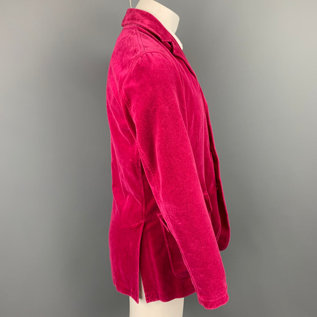 ETRO Size M Fuchsia Cotton Velvet Notch Lapel Sport Coat