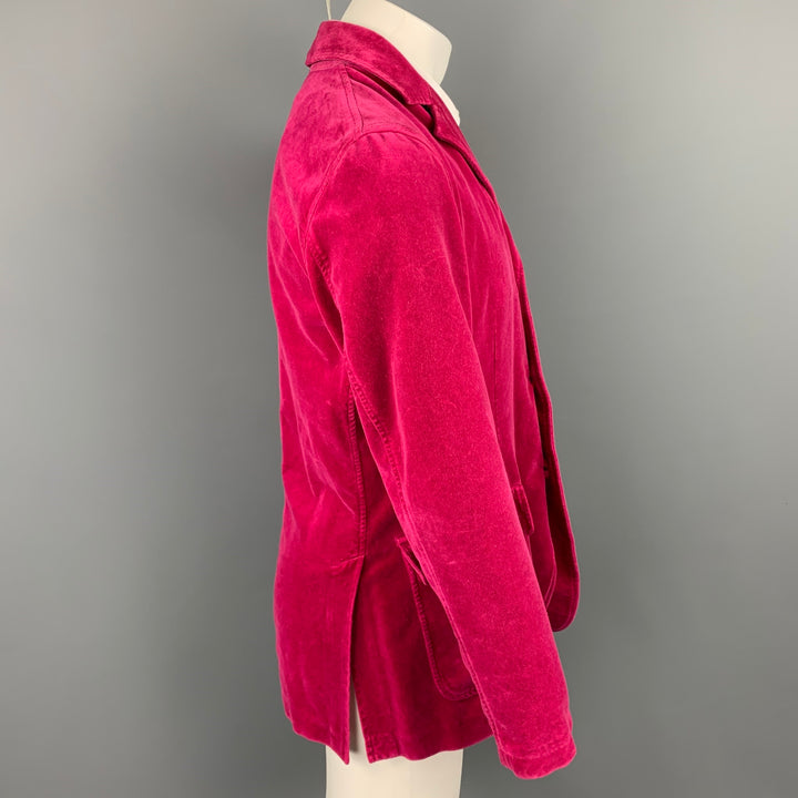 ETRO Abrigo deportivo con solapa de muesca de terciopelo de algodón fucsia talla M