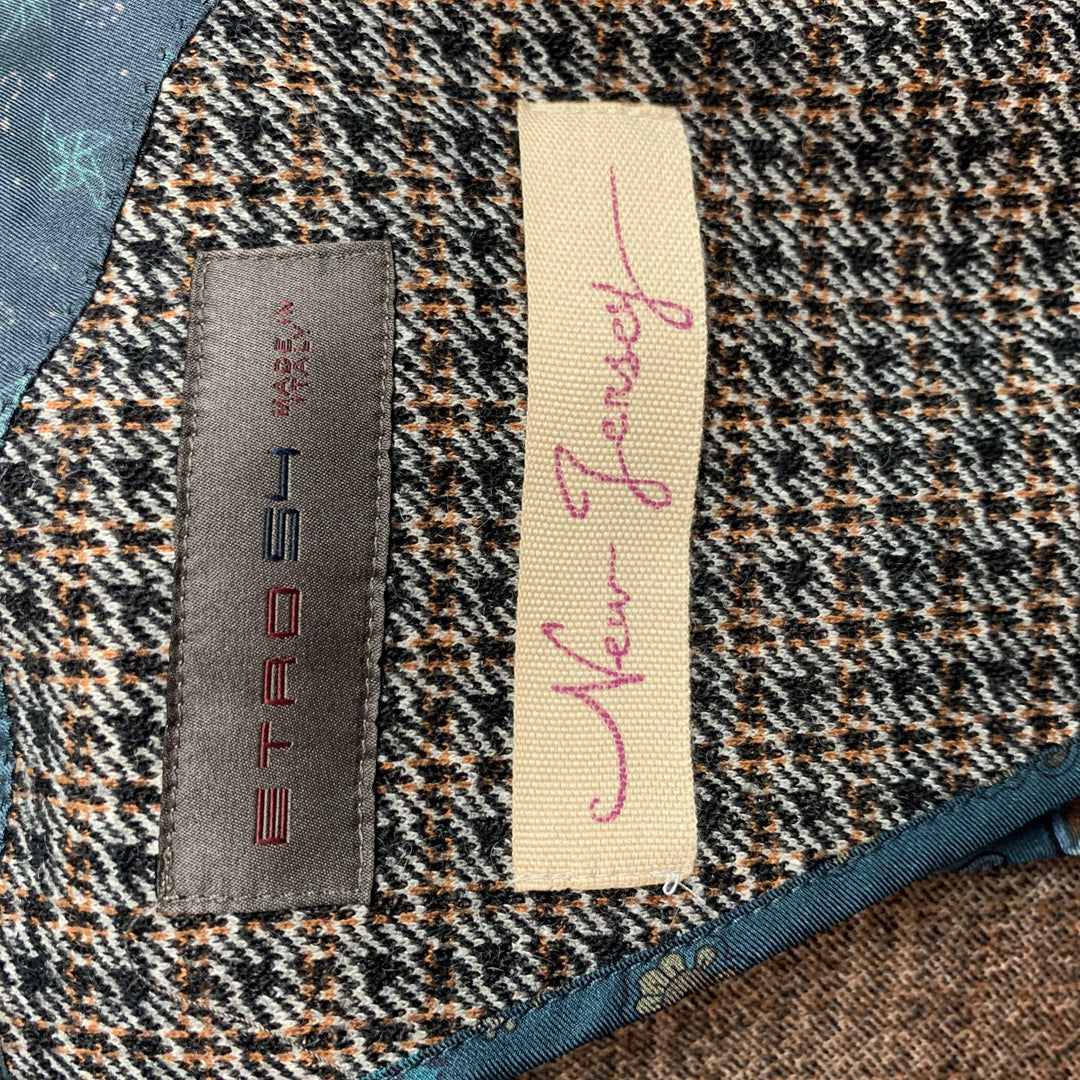 ETRO Size 44 Brown & Tan Plaid Alpaca Blend Notch Lapel Sport Coat