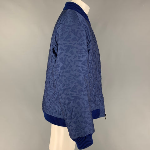 FENDI FW Capsule 2022 Size 40 Blue 3D Fragment Wool Reversible Bomber Jacket