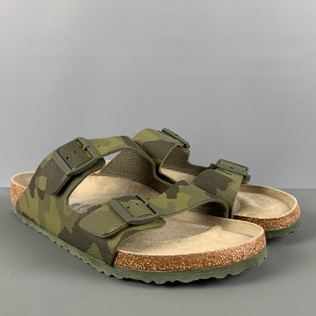 BIRKENSTOCK Size 11 Olive Camo Leather Sandals