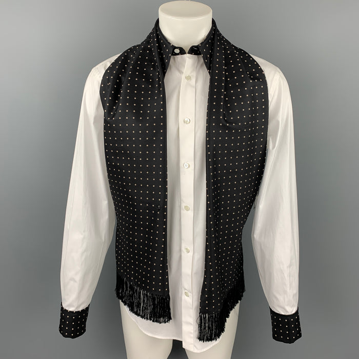 ALEXANDER MCQUEEN Size M White & Black Dots Cotton / Silk Long Sleeve Shirt