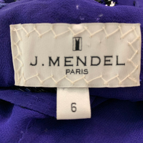 J.MENDEL Size 6 Purple Silk Cap Sleeves Dress Top