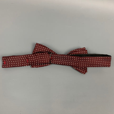 CHRISTIAN DIOR Burgundy Dot Print Silk Bow Tie