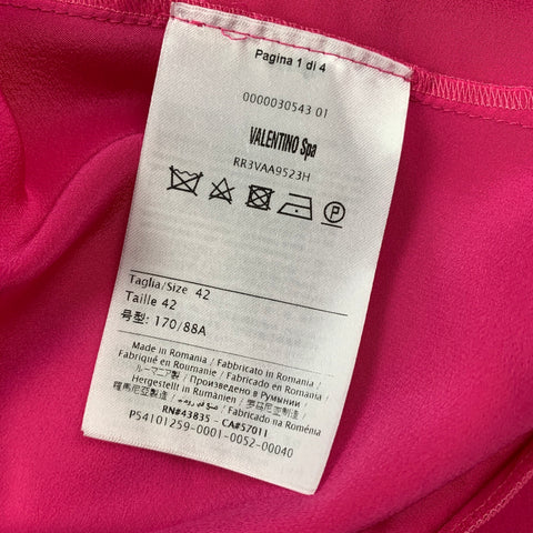 RED VALENTINO Size 6 Pink Silk Long Sleeve Dress