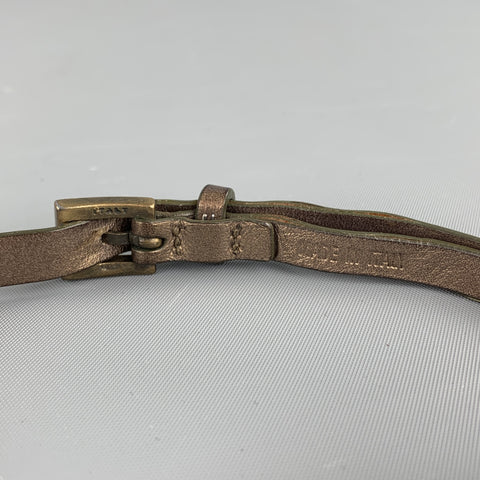 CELINE Gold Leather Metal Alphabet Block Bead Double Wrap Bracelet