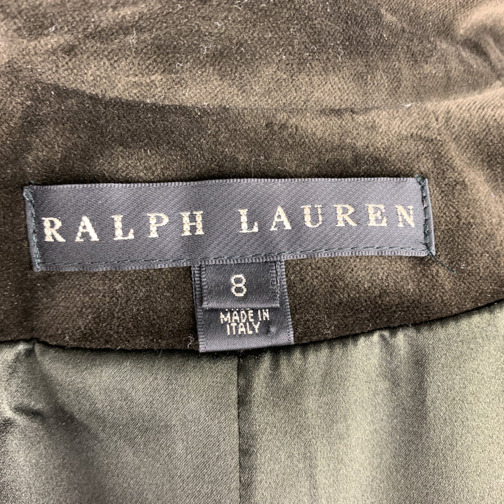 RALPH LAUREN Talla 8 Blazer de tres botones de terciopelo marrón