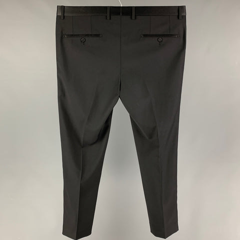 DOLCE &amp; GABBANA Talla 36 Pantalón de vestir de esmoquin de mezcla de lana negro