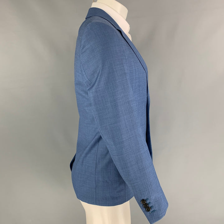 THE KOOPLES Chest Size 36 Blue Wool Notch Lapel Sport Coat