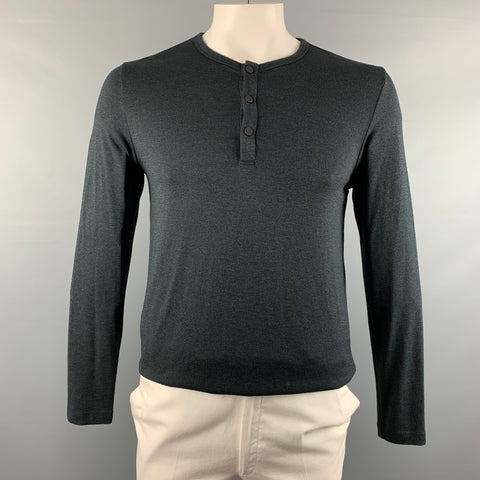 THEORY Size L Grey Charcoal Wool / Polyester Henley Pullover