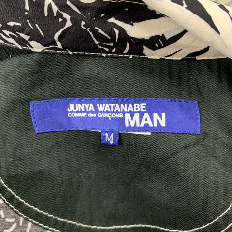 JUNYA WATANABE S/S 17 Size M Black & White Floral Cupro / Rayon Camp Short Sleeve Shirt