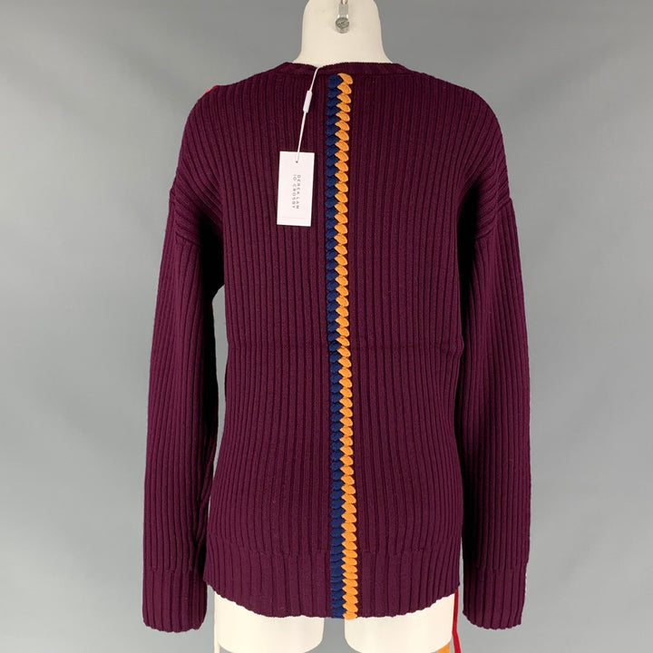 DEREK LAM Size M Burgundy Multicolour Merino Wool Ribbed Sweater
