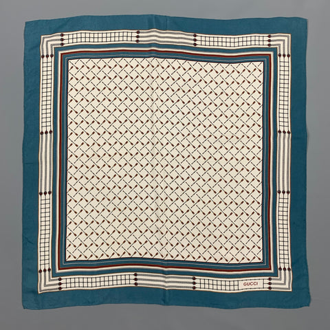 Bufanda cuadrada náutica blanca y azul de GUCCI