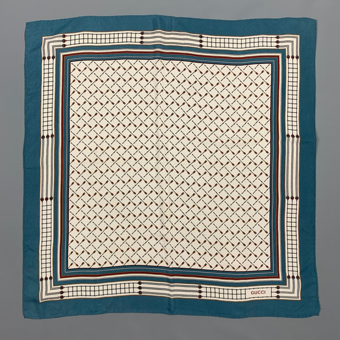 GUCCI White & Blue Nautical Square Scarf