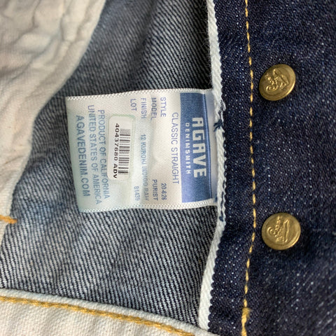 AGAVE Size 36 Indigo Contrast Stitch Selvedge Denim Button Fly Jeans
