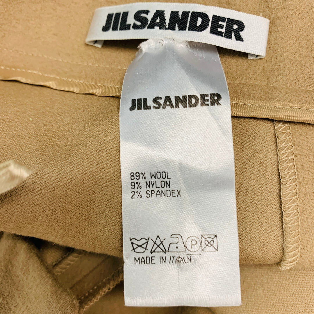 JIL SANDER Size 8 Camel Wool Blend Flat Front Shorts