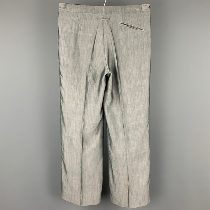 JEAN PAUL GAULTIER Taille 32 Pantalon habillé à pattes latérales en soie grise