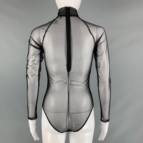 FLEUR DU MAL Size XS Black Polyamide Eastane See Through Body suit Dress Top