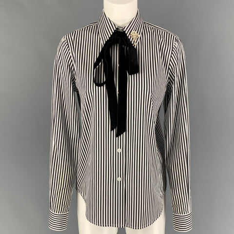 MARC JACOBS Camisa con botones a rayas de algodón blanco y negro talla 2
