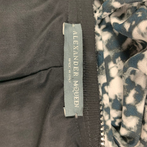 ALEXANDER MCQUEEN Talla 2 Vestido de manga larga jaspeado de viscosa blanca verde oscuro