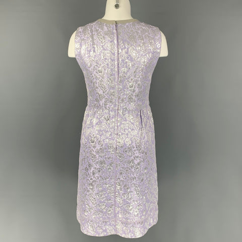 MARC JACOBS Size 6 Lavender & Silver Acetate Blend Jacquard Sheath Dress