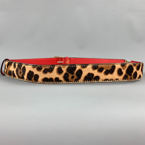 KATE SPADE Red Animal Print Leather Guitar Strap
