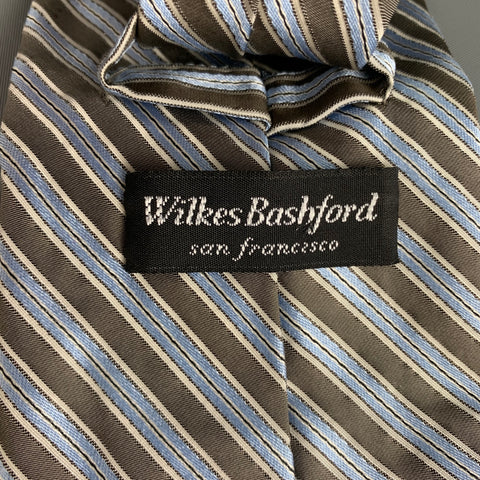 WILKES BASHFORD Corbata de seda con rayas diagonales en verde y azul