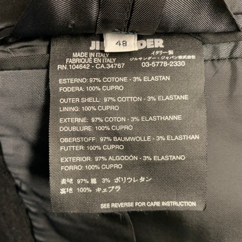JIL SANDER Size 38 Black Corduroy Cotton Elastane Sport Coat