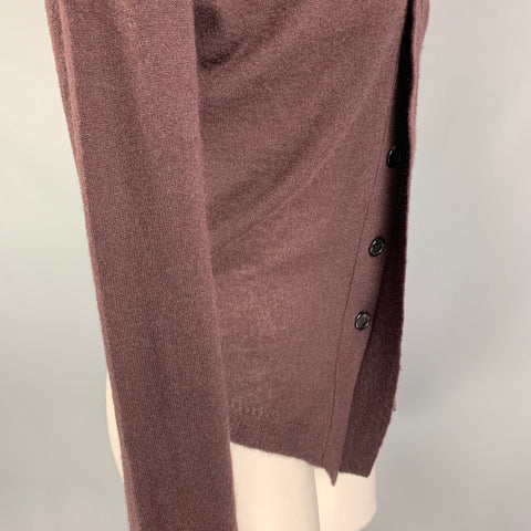 ANN DEMEULEMEESTER Size 6 Burgundy Cashmere Blend Knitted Cardigan