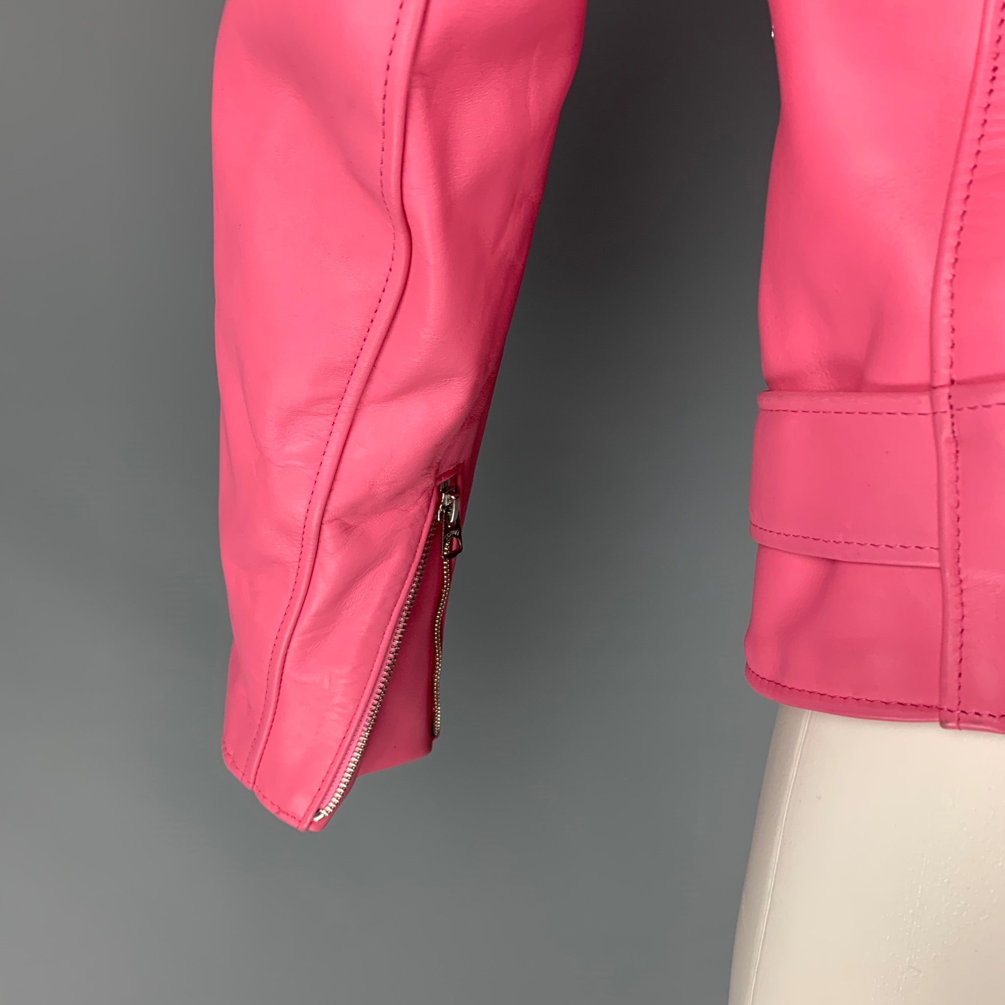 SCHOTT x MARC JACOBS Size S Pink Leather Biker Perfecto Jacket