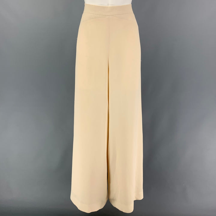CHLOE Size 8 Cream Silk Wide Leg Dress Pants