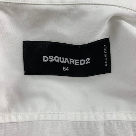 DSQUARED2 Size XL White & Black Cotton Button Up Long Sleeve Shirt