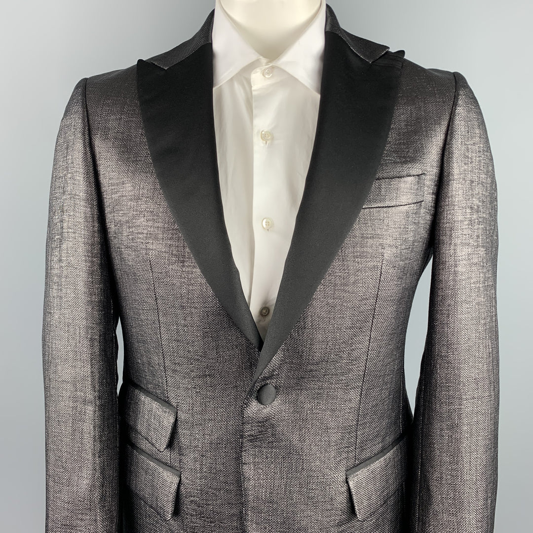 J. LINDEBERG Size 44 Long Black Woven Polyamide / Cotton Sport Coat