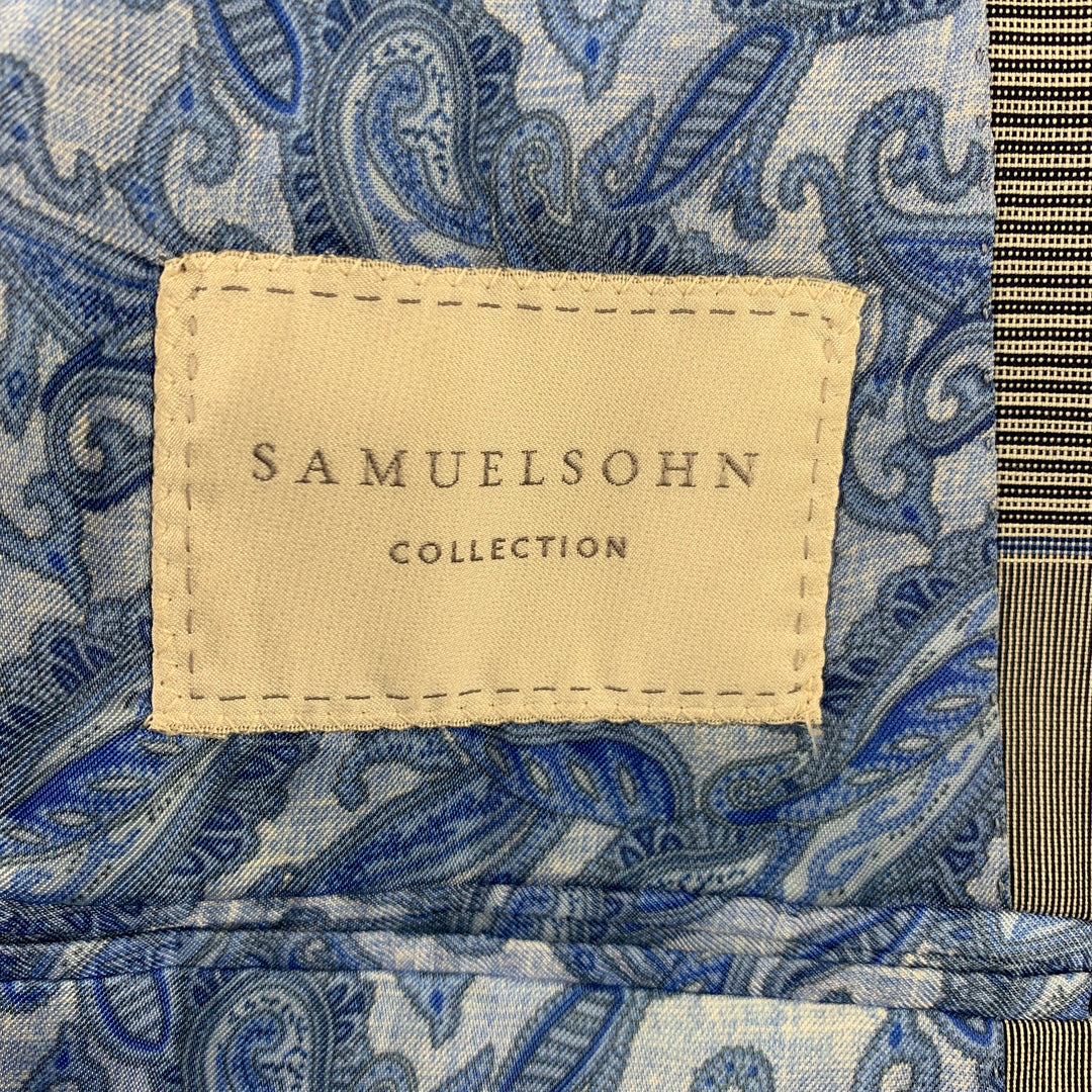 SAMUELSOHN pour WILKES BASHFORD Taille 38 Costume à revers en laine Glenplaid gris et bleu régulier