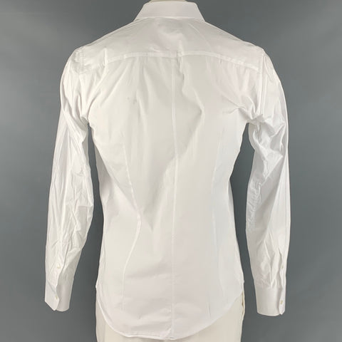 DOLCE & GABBANA Size L White Cotton Hidden Buttons Long Sleeve Shirt