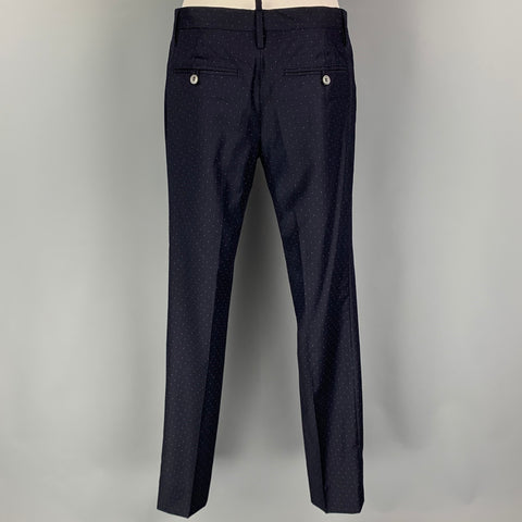 DSQUARED2 Size 36 Navy White Dots Wool Notch Lapel Suit