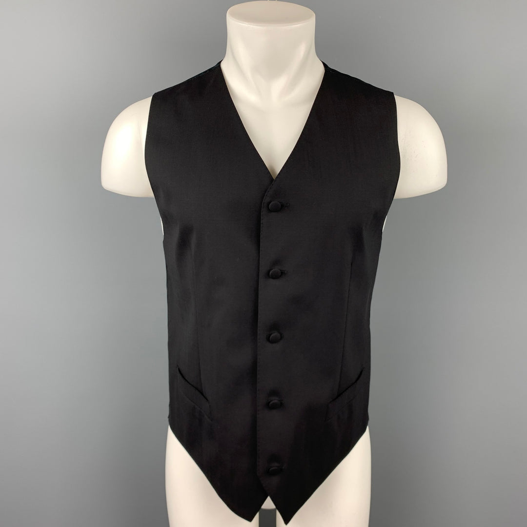 DOLCE &amp; GABBANA Taille 40 Gilet habillé en laine noire avec ceinture arrière
