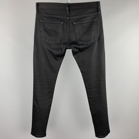 SIMON SPURR Taille 29 Jean noir en denim avec braguette zippée