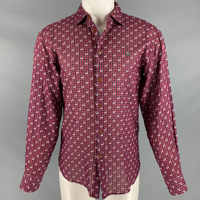 VIVIENNE WESTWOOD Size 36 Red White Blue Checkered Cotton Long Sleeve Shirt