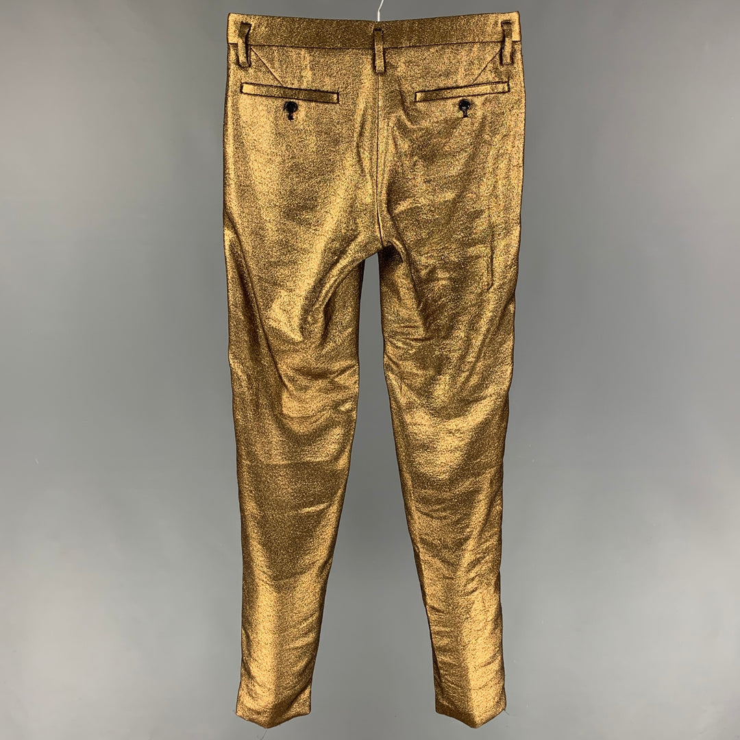 MARC by MARC JACOBS Size 28 Gold Textured Polyester Blend Zip Fly Dress Pants