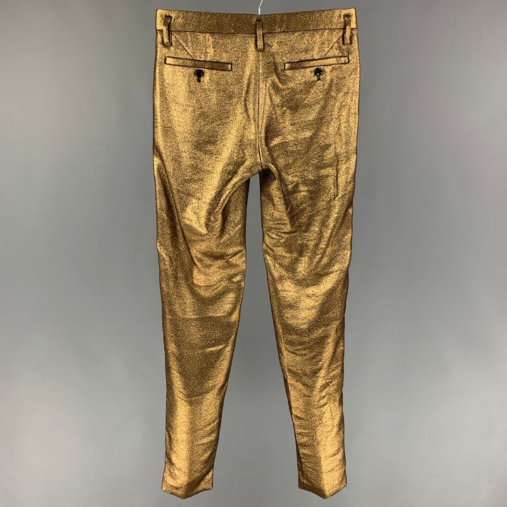 MARC by MARC JACOBS Size 28 Gold Textured Polyester Blend Zip Fly Dress Pants