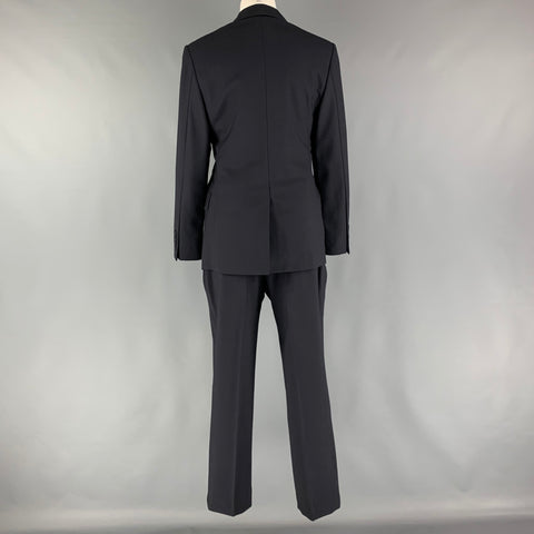 BROOKS BROTHERS Size 37  Black Wool  Lycra Single Breasted 28 Suit