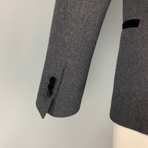DOLCE & GABBANA Size 36 Charcoal & Black Wool Blend Sport Coat