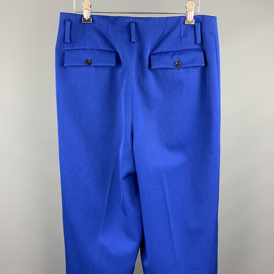 Vintage SQWEAR Talla 30 Pantalones de vestir plisados ​​de lana azul real