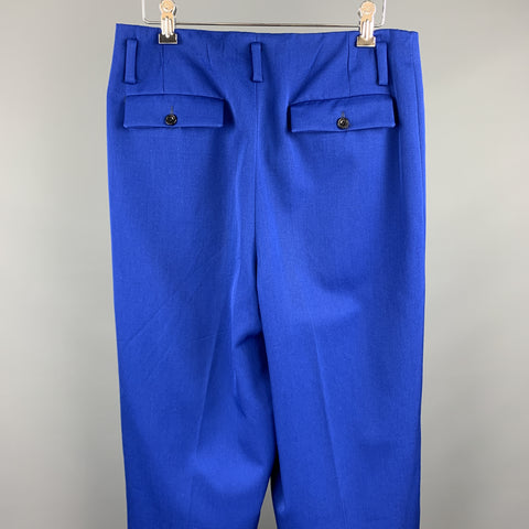 Vintage SQWEAR Size 30 Royal Blue Wool Pleated Dress Pants