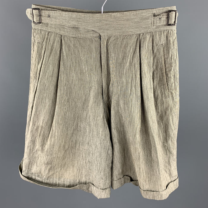 Vintage ISSEY MIYAKE Size S Taupe Heather Cotton / Linen Side Tabs Shorts