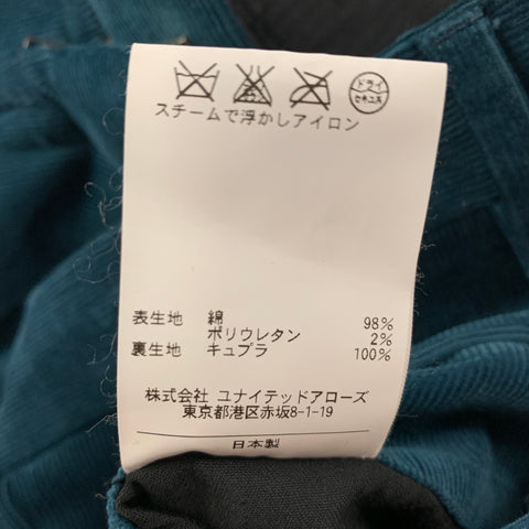 DISTRICT by UNITED ARROWS Size 28 Teal Corduroy Flat Front Casual Pants